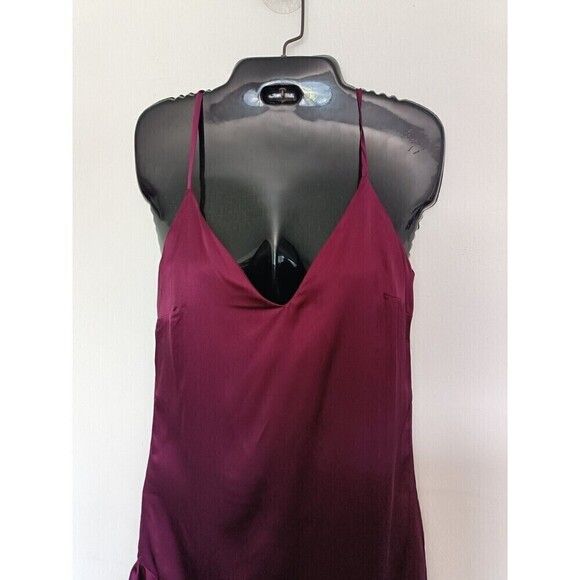 Lulu’s Bewitching Beauty Slip Dress Size XS Plum Midi Asymmetric Satin 90's Y2K - Picture 7 of 10